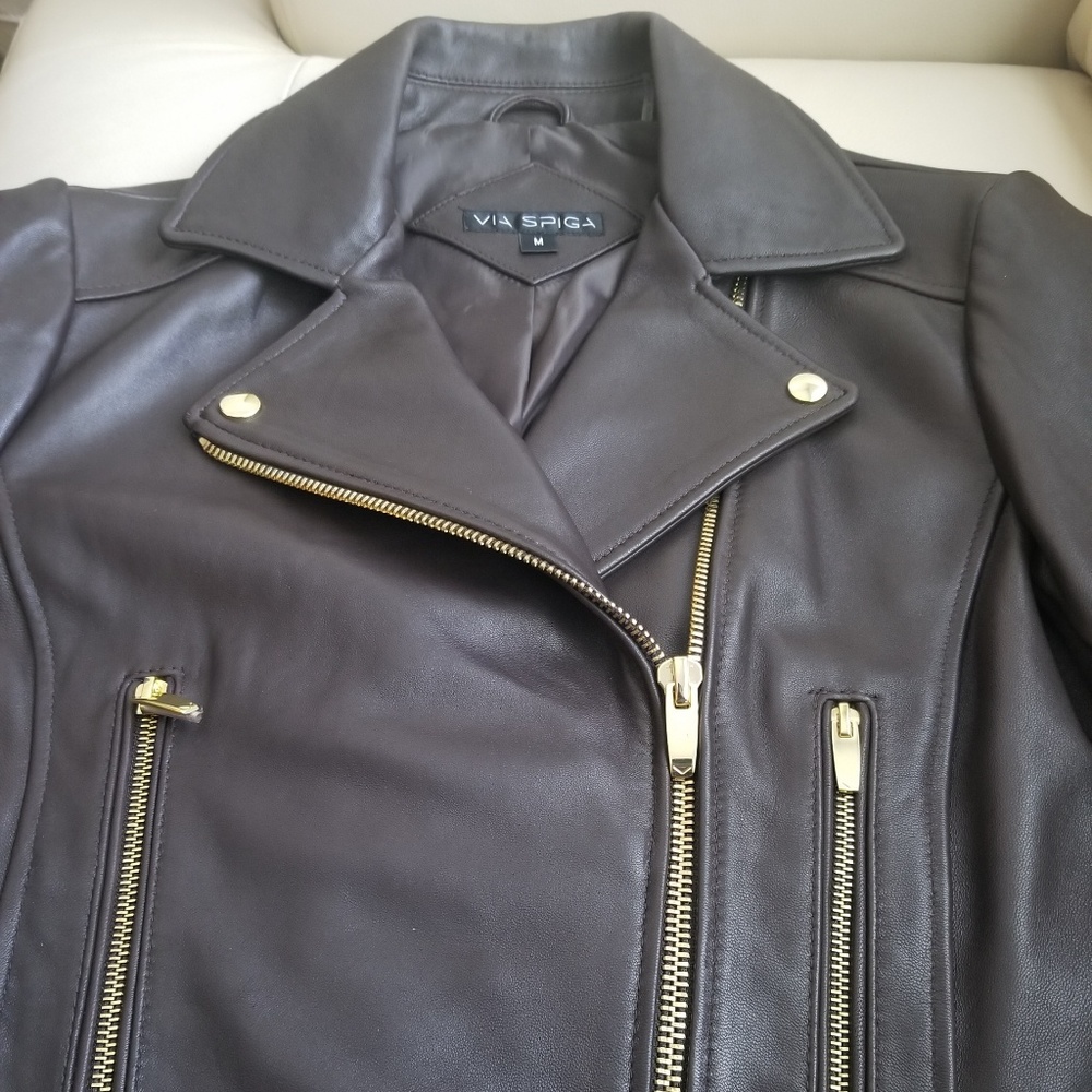 Brown Leather and Suede Moto Jacket